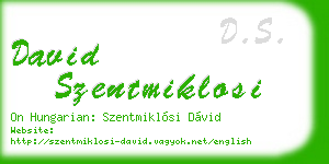 david szentmiklosi business card