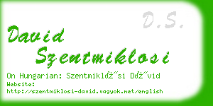 david szentmiklosi business card